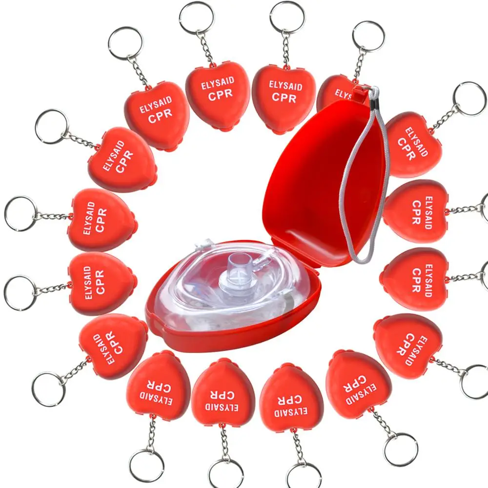 

CPR Rescue Pocket Mask Face Shiled Resuscitator In Hard Case First Aid Box With 16Pcs Mini Heart Shape CPR Resuscitator Mask