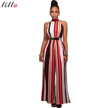 

2019 sexy striped strap wide leg jumpsuit Fashion design stripes Street Hipster Wear Professional Wear High Quality Casual jumps