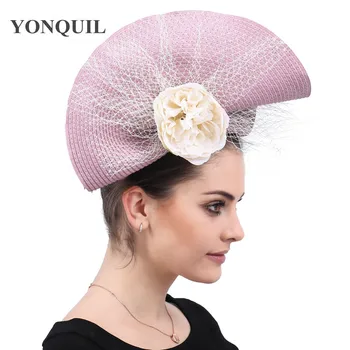 

Imitation straw mesh wedding headwear elegant bridal fascinator veils hat women formal occasion headpiece hair clip accessories