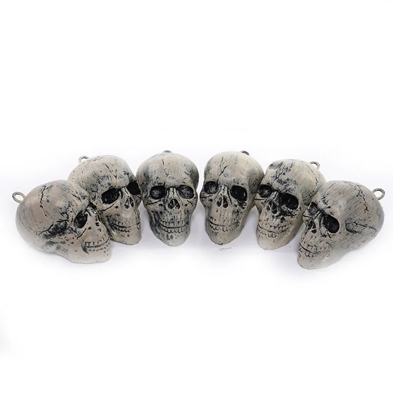 

6Pcs/lot Halloween Skull Head Prop Scary Mini Simulation Plastic Skull Skeleton Prop for DIY Party Haunted House Bar Decorations
