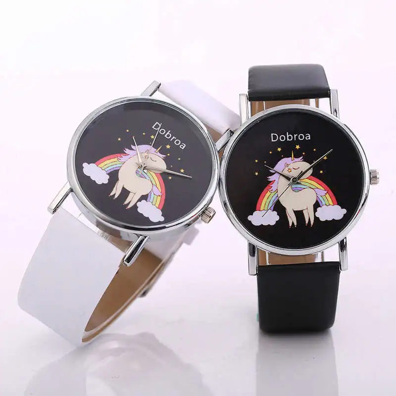Relojes para Mujer 2018 повседневное и модные женские часы Радуга Единорог кварцевые