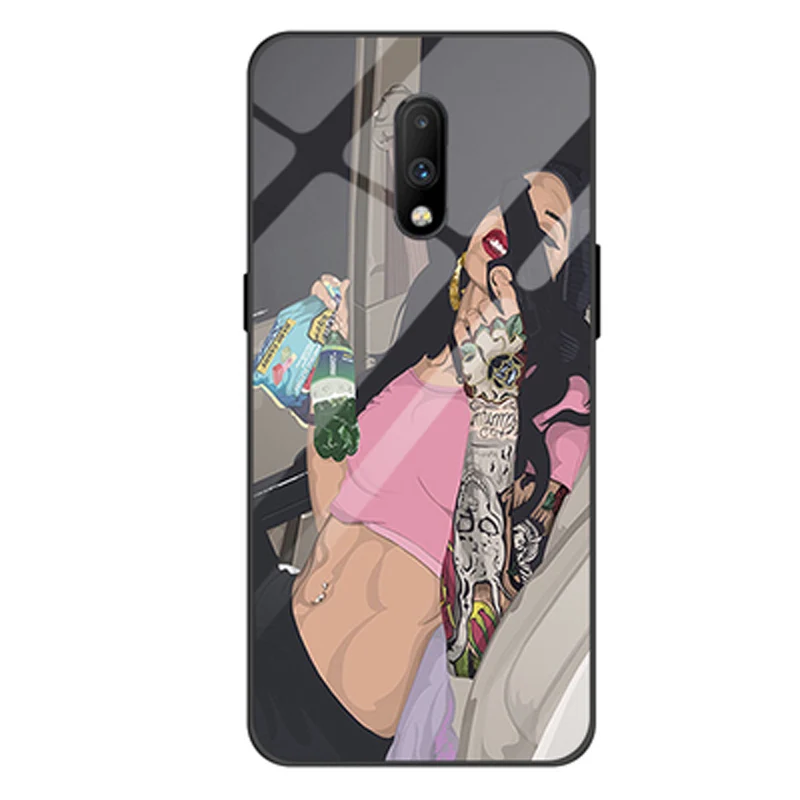 Для Oneplus 7 Чехол one plus 7 wolf girl Силиконовый ТПУ Рамка стеклянная твердая задняя крышка для Oneplus 7 1+ 7 6,4" GM1905 телефонные чехлы