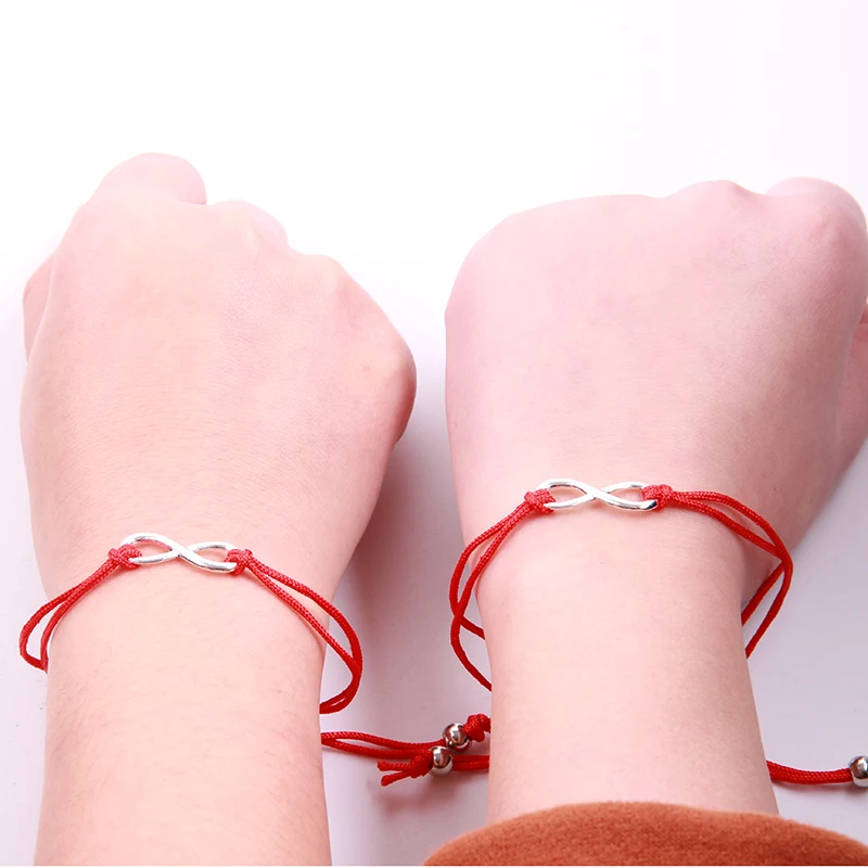 

2pcs/set Infinity Rope Bracelet For Lovers Hers Stretch Red String Couple Handmade Bracelets For Women Men Lucky Jewelry Gift