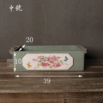 butterfly flower print rope handle shabby chic handmade country style wooden box (4)