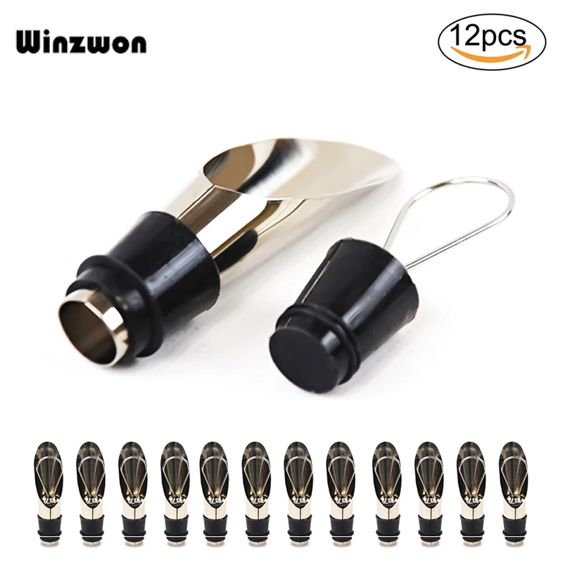 

12Pcs/set Stainless Steel Wine Stopper Red Wine Pouring Tool Champange Wine Bottle Stoppers Funnel Pourer Bar Accessories