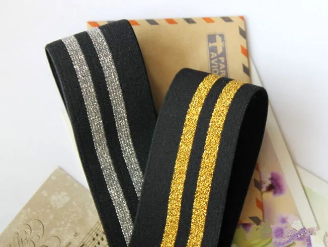 

Silver Black Garment Sewing Accessories Crochet Elastic Webbing Band 3.8cm wide