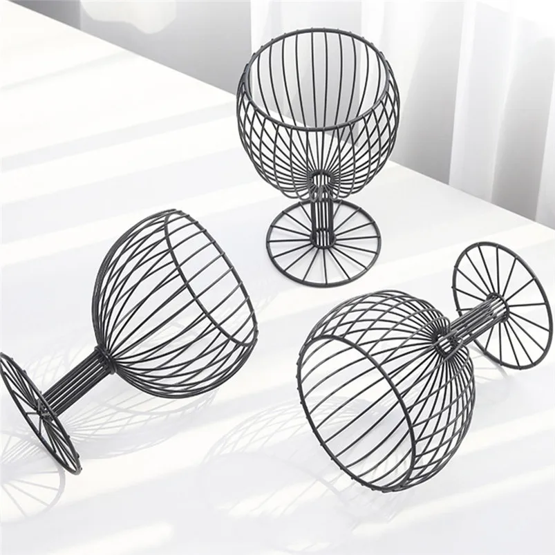 Wine Glass Shape multifunctional storage fruit basket Wrought Iron Snack Storage Basket Snack Tray Dessert Fruit Basket 40MR2604