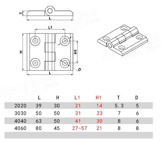 Machifit Zinc Alloy Hinge for 2020 Aluminum Profile Extrusion Frame