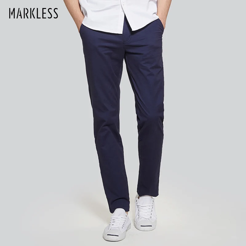 Markless Для мужчин Slim Fit прямые брюки мужские повседневные брюки из хлопка и спандекса смесовой ткани брюки осень Стиль CLA7850M