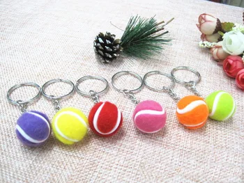 

300 PCS/Lot Cute Keychain Beautiful Colorful Simulation Tennis Key Buckle Pendant Gift Wholesa Free shipping