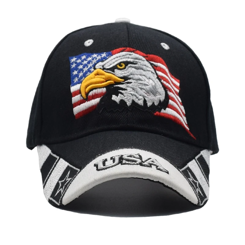 Черная кепка с вышитым флагом США орлом Бейсболка Snapback Кепка s Casquette головные уборы облегающие повседневные Gorras Dad головные уборы для мужчин и женщин