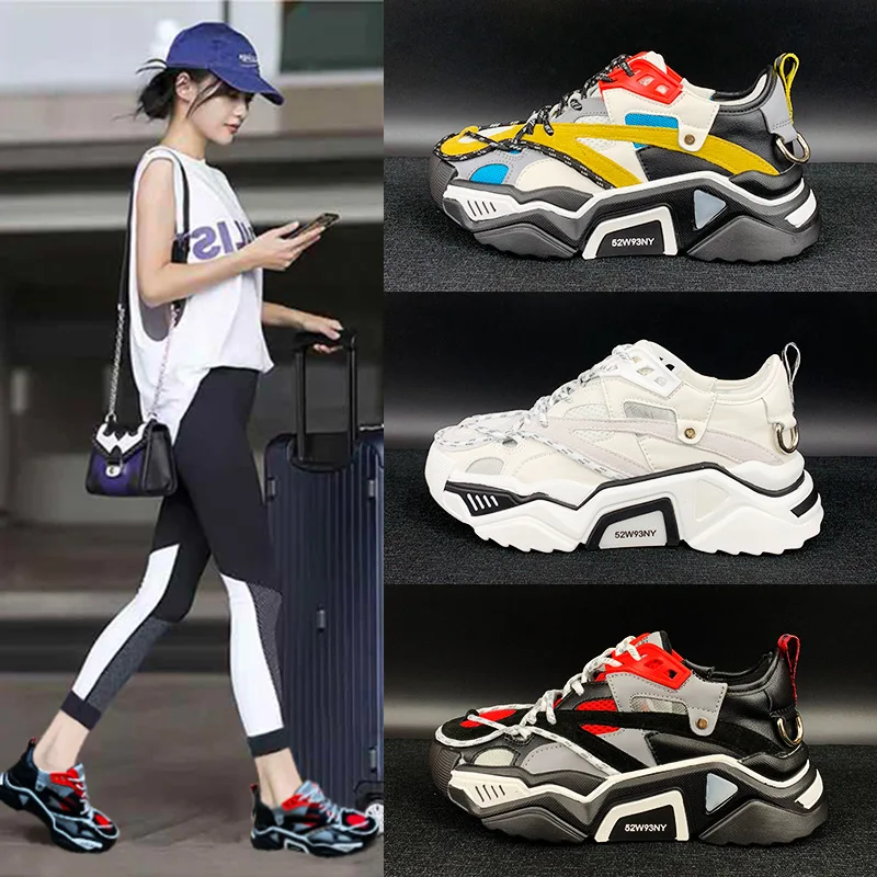 Белая обувь; женские кроссовки на платформе; zapatos de mujer; брендовая Лоскутная обувь; chaussure femme; цветная женская обувь на массивном каблуке; дышащая обувь