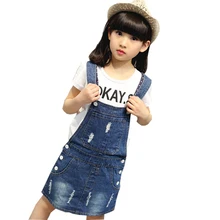 Rlyaeiz/летние комбинезоны для девочек г., повседневный спортивный Детский костюм, комбинезоны для девочек, джинсовое платье, комбинезоны для девочек-подростков