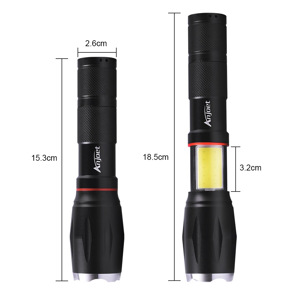 Anjoet светодиодный ручной тактический фонарь 18650 AAA T6 фонарь COB Магнитный 6 режимов водостойкий для аварийного кемпинга