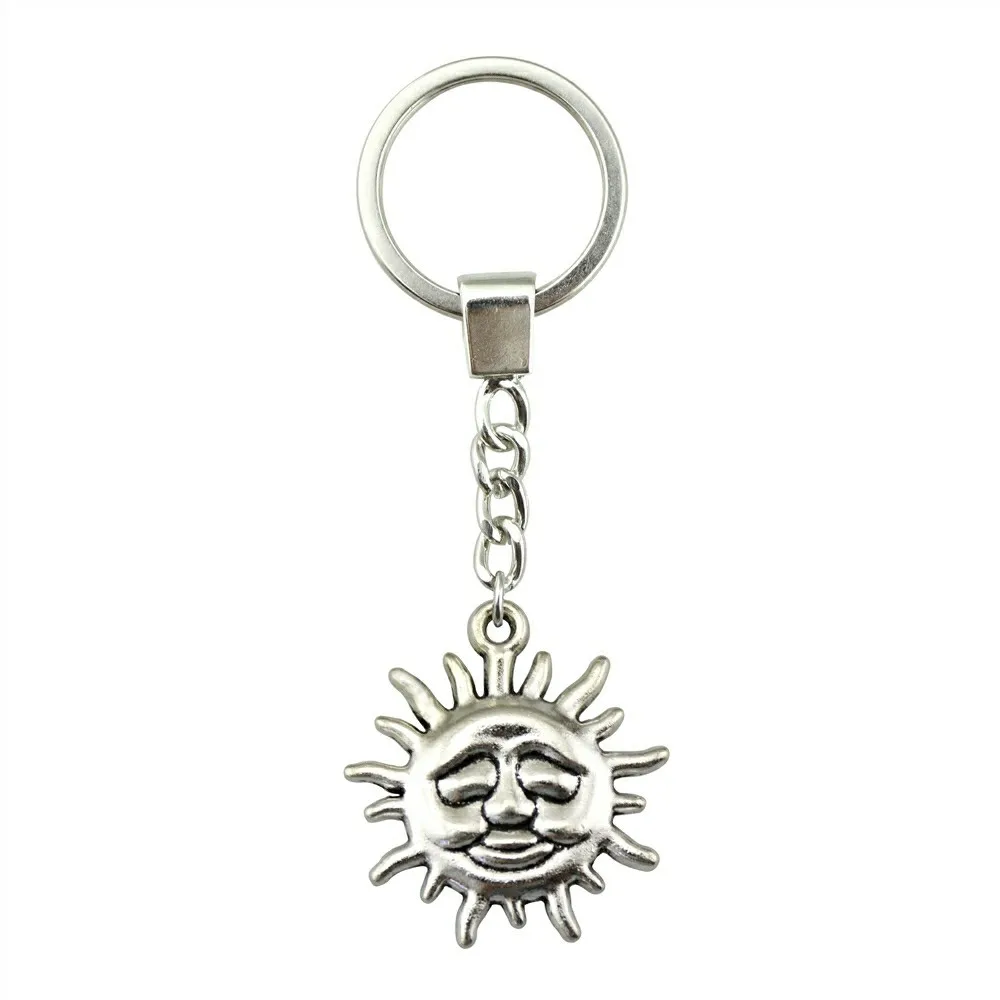 

2 Colors Antique Bronze Antique Silver 36x33mm Sun Keychain New Fashion Handmade Metal Key Ring Party Gift