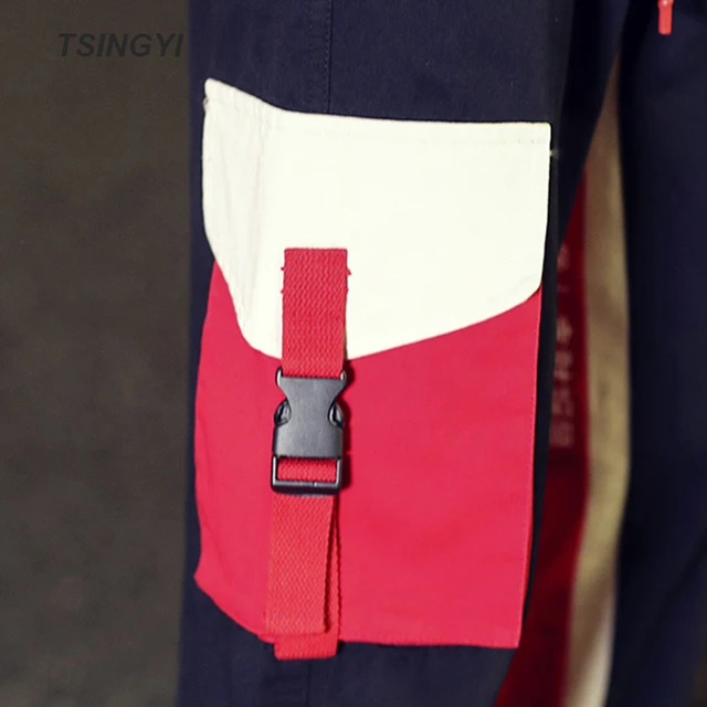 Tsingyi 5XL Ins Hot Fashion Spliced Multi Pockets joggers Cargo Pants Men Streetewar Hip Hop  Drawstring Tactical Male Trousers