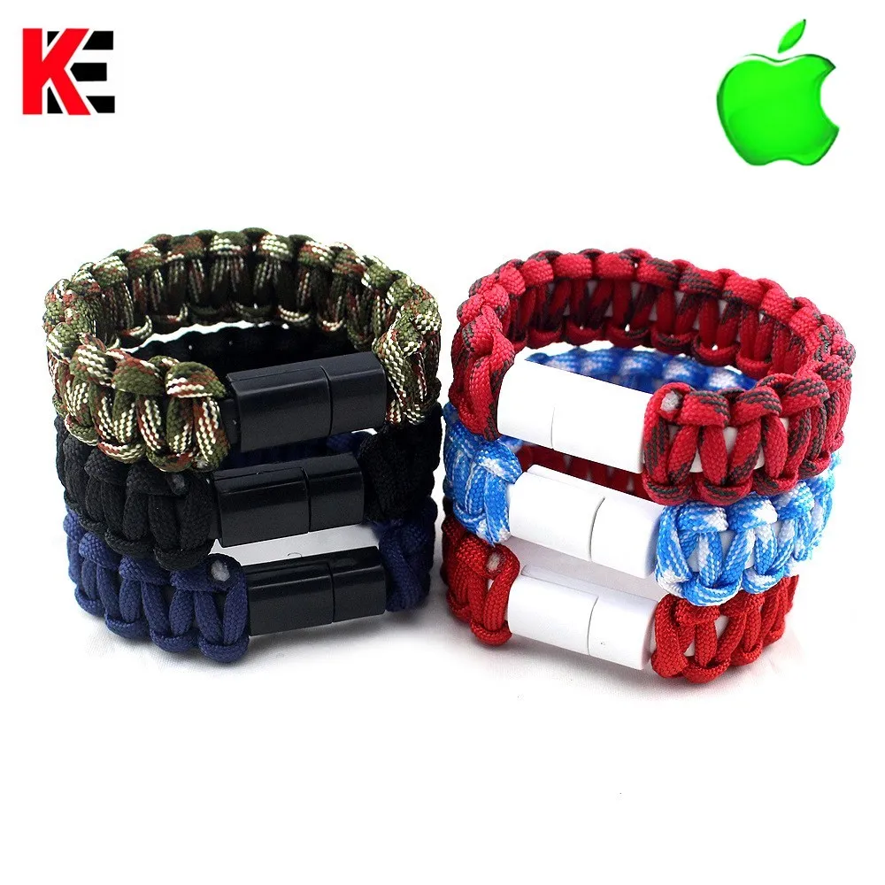 Usb кабель для зарядки paracord для Apple phone iphone набор инструментов для выживания в походных условиях браслет Паракорд туристический оборудование