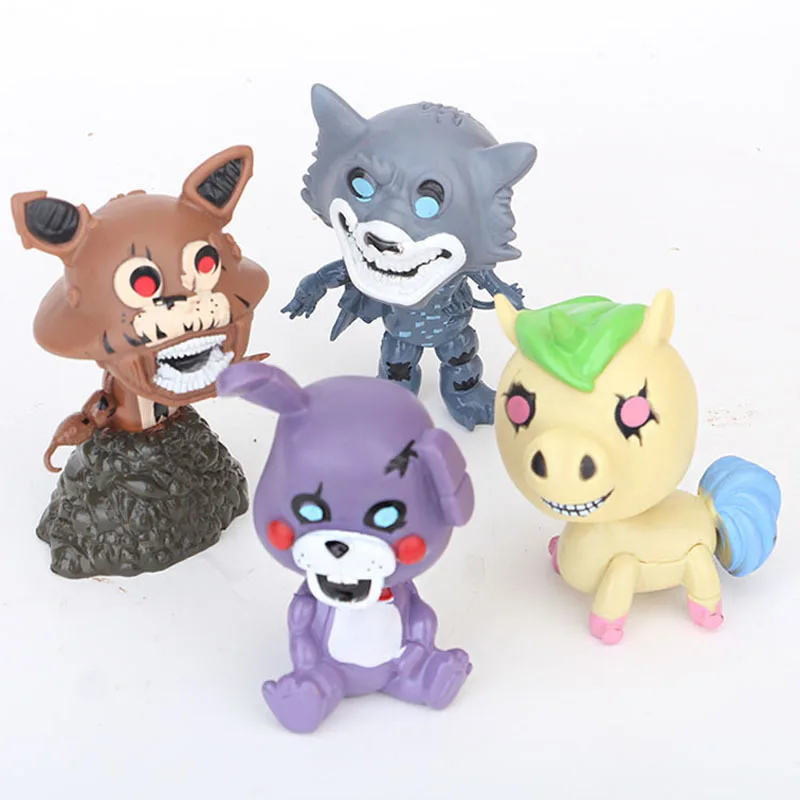 

New 4Pcs/Set Foxy Five Night At Freddy Toys FNAF Action Figures Dolls Unicorn Foxy Freddy Fazbear Bear Doll 10CM For Gifts