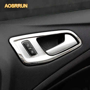 

AOSRRUN interior door handle cover decorative ABS Chrome trim ring car stickers Car Accessories For Ford Kuga Escape 2013 2014