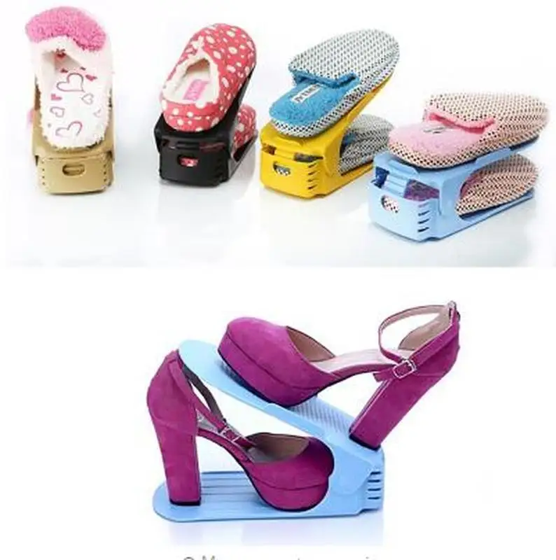 

8pcs Durable Plastic Shoe Organizer Detached Double-Wide Shoe Storage Rack Modern Double Cleaning Storage Shoes Rack Stand Shelf