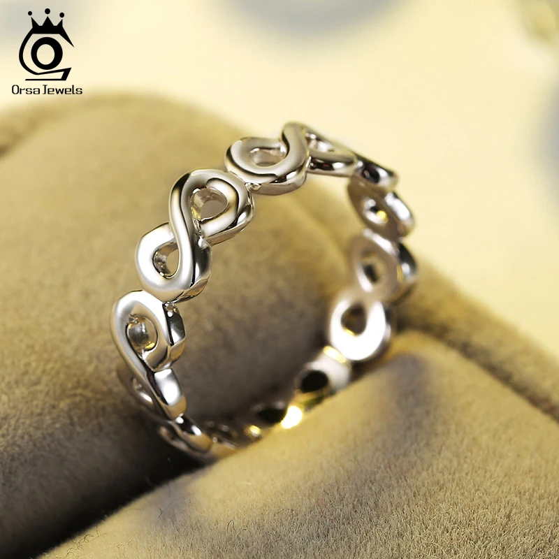 ORSA JEWELS 2019 Fashion Infinite Rose Gold Color/Silver Color 8 fonts Rings Lead & Nickel Free White Brass Ring for Women OR150