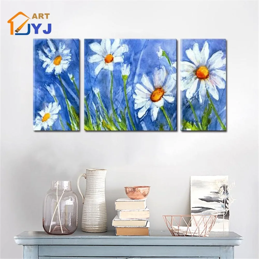 

3 Panels Flower Artwork Mums Hand Painted Oil Canvas Painting Big Wall Art Home Decor Festival Gift Oil Poster for Living Room