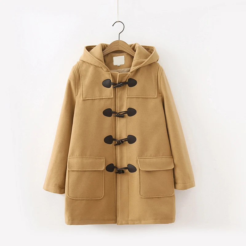 Осенне-зимняя новая женская одежда, шерстяное пальто средней длины с роговыми пуговицами в японском стиле, женское студенческое пальто Mori Department