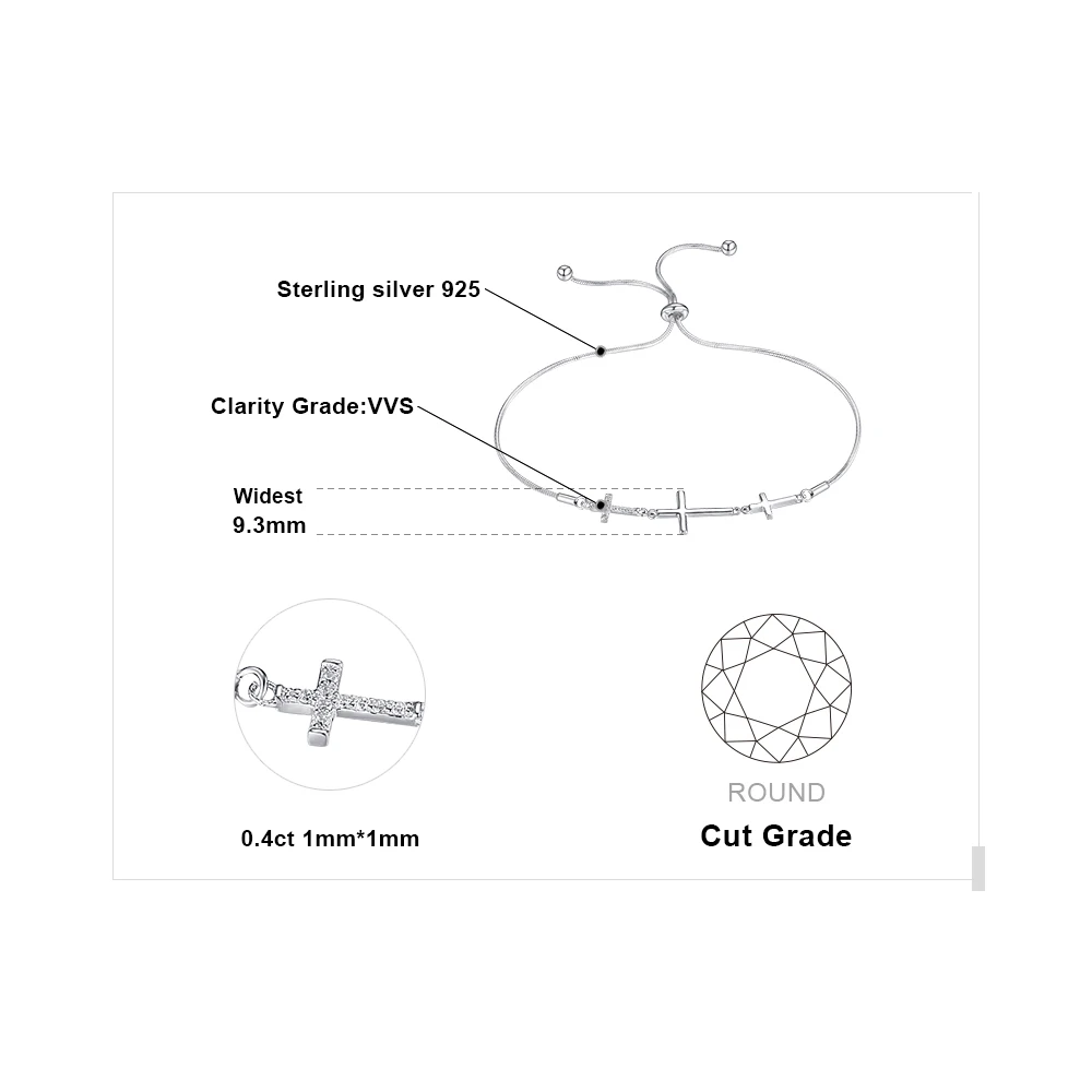 JewelryPalace кубического циркония три креста регулируемый браслет 925 пробы Серебряная Змея цепи Мода Браслеты или для женщин ювелирные изделия