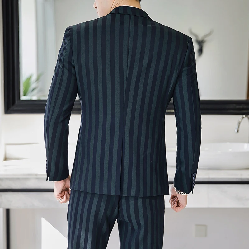 MarKyi Fashion Men Business Dress Suits Vertical Stripes Blazers Jacket Coat 2018 Male Casual Big Size Suit Jacket 