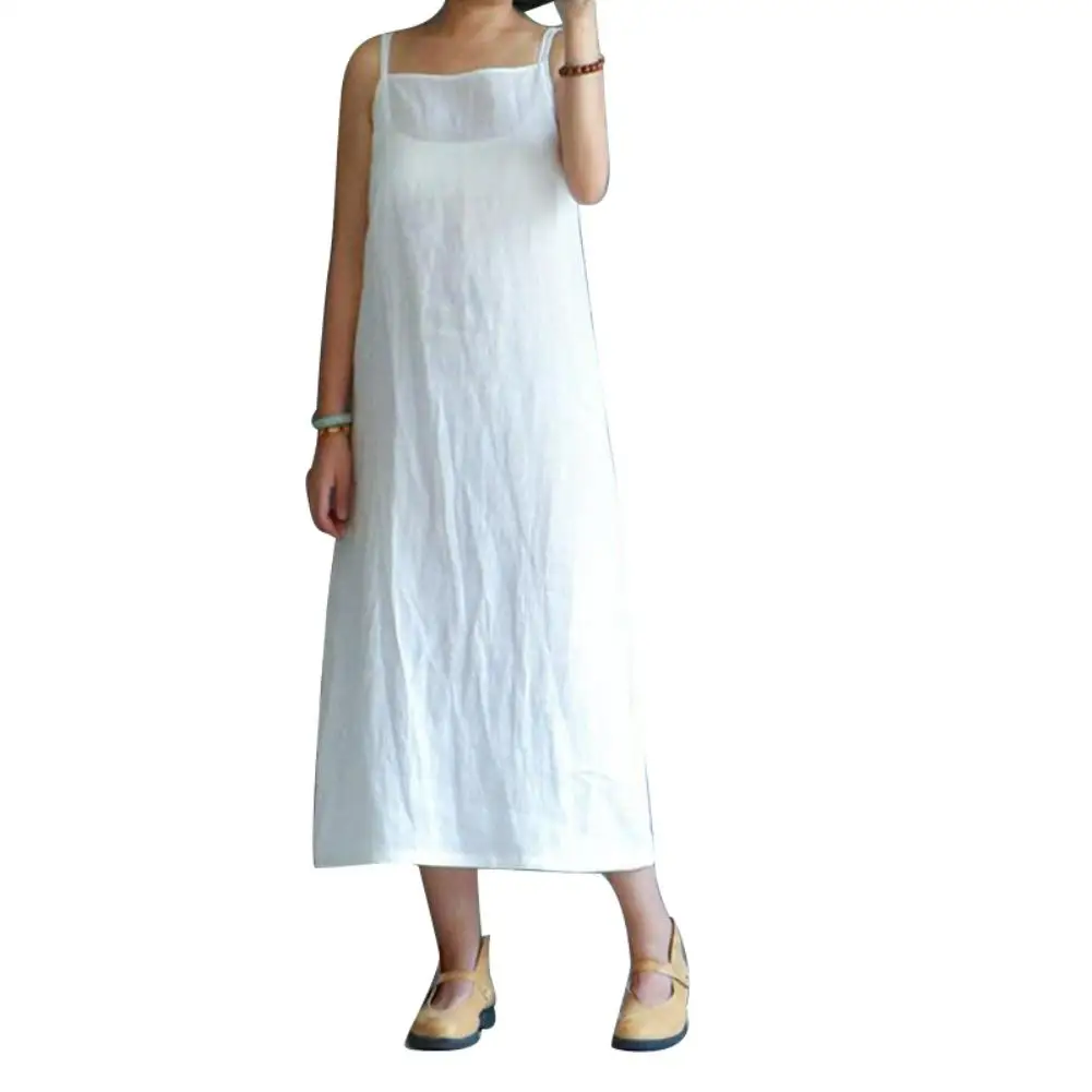 الأزياء عارضة الصيف السباغيتي حزام Underdress فضفاض بلون المرأة ماكسي اللباس