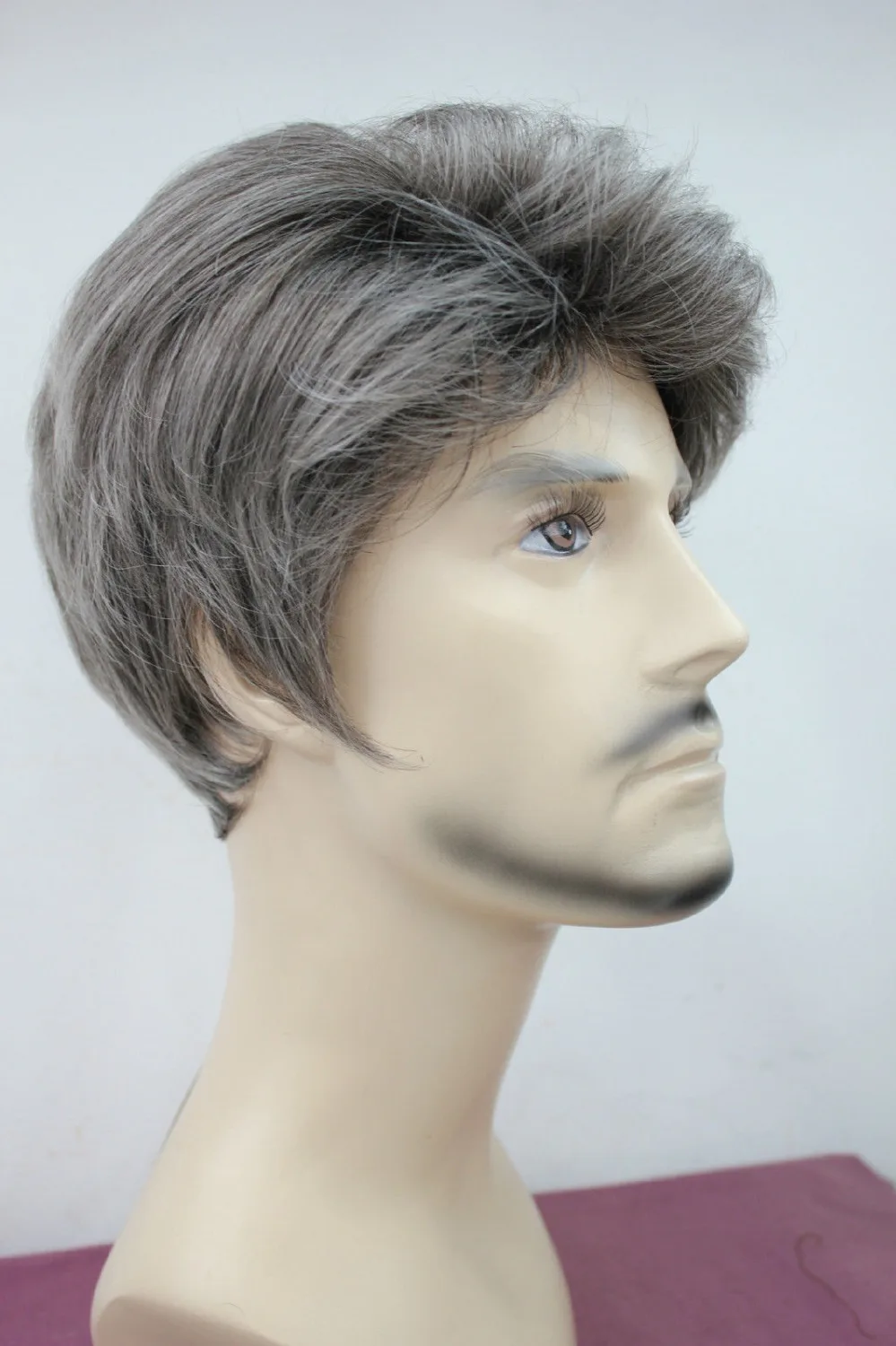 New Fashion Short Hair Wig Synthetic Two Tone Ombre Silver Grey