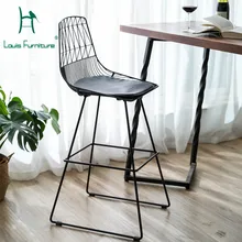 Луи моды барные стулья скандинавские выдолбленные обратно личности простой современный проволочной сетки металла железа искусства