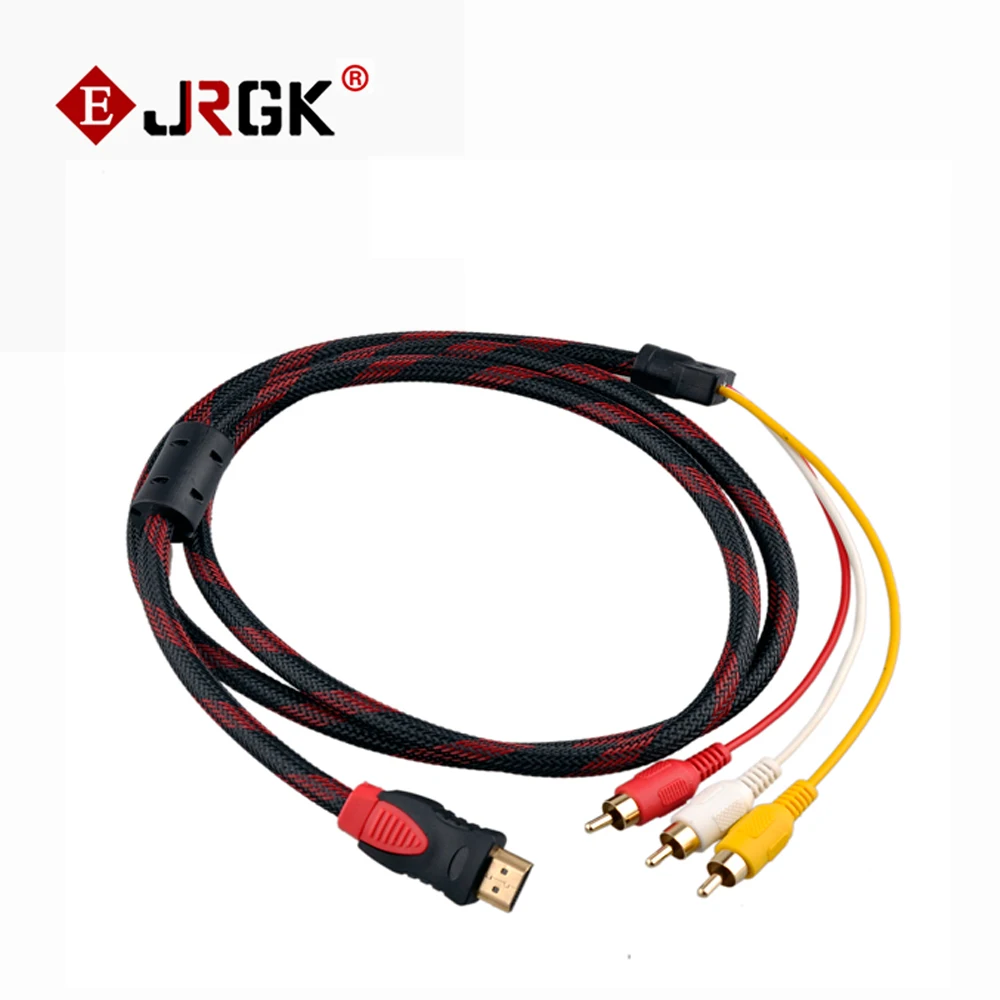 

HDMI Cable HDMI To 3RCA cable plug HDMI 19 / M/p - RCA for HD TV LCD Laptop PS3 Projector Computer Cable  1.5m