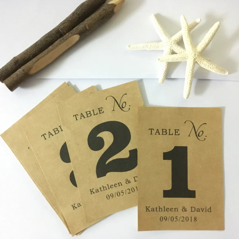 

Table Number Wine Labels, Personalized Name and Date, Kraft Wedding Party Gift Favors, Table Decor,Wine Bottle Number Sticker