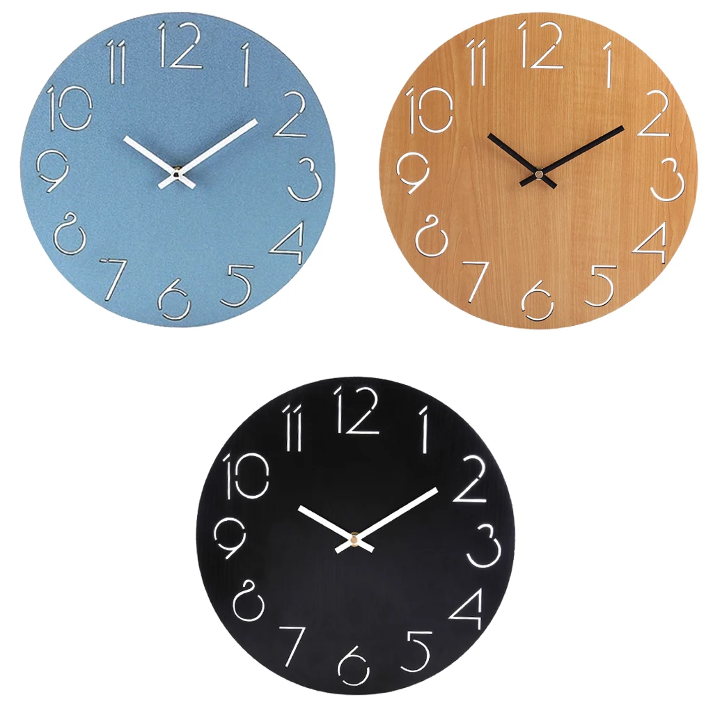 

NON TICKING WOODEN CLOCKS WALL CLOCK HANDS SWEEP SILENTLY HOME KITCHEN LIVING ROOM BEDROOM 30CM DIA