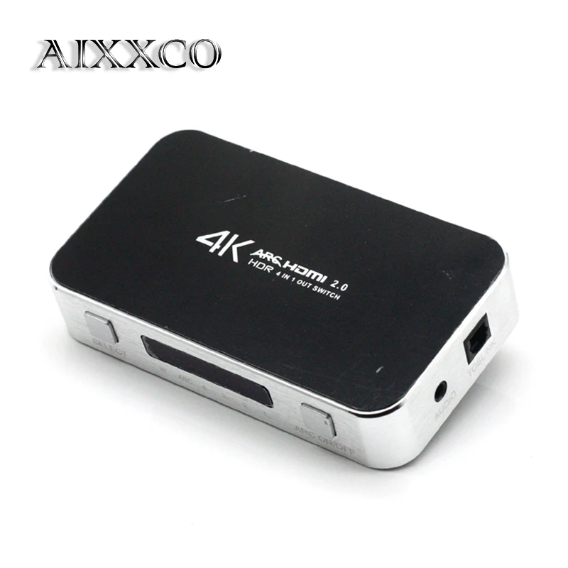 AIXXCO 4X1 HDMI Switch with Audio Optical TOSLINK,Ultra HD 4 Port 4Kx2K HDMI Switcher Box with IR Remote [Support ARC 3D 1080p]
