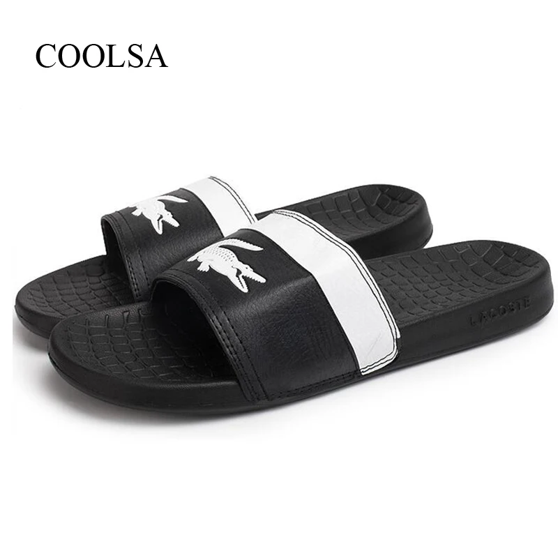 

COOLSA Men's EVA Lightweight Beach Slippers Crocodile Pattern Fashion Flip Flops Men's Home Bathroom Soft Slippers Drop Shipping