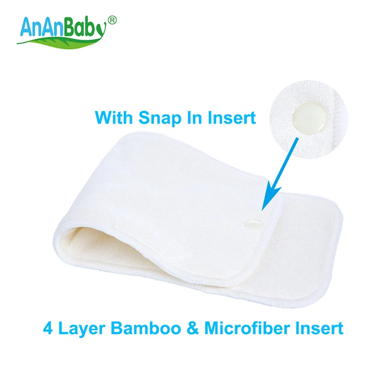 

Ananbaby Newborn Bamboo & Microfiber Inserts Reusable Insert With Snap In Baby Cloth Diaper Babies Nappy Inserts 1pc HA027