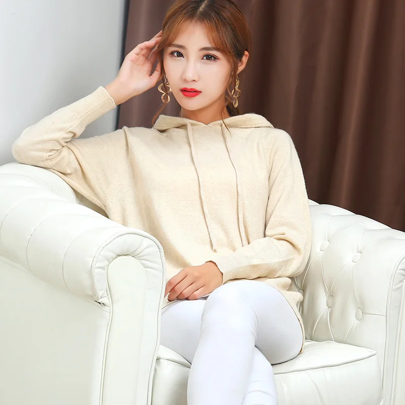 Autumn and winter new casual sweaterwomen's hooded sweater head loose bottoming sweater large size wild