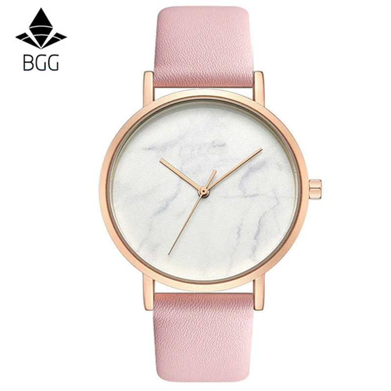 

Marble dial Minimalist style women Quartz Watches Platimum ladies dress Wristwatch genuine Leather Casual watch students Clock