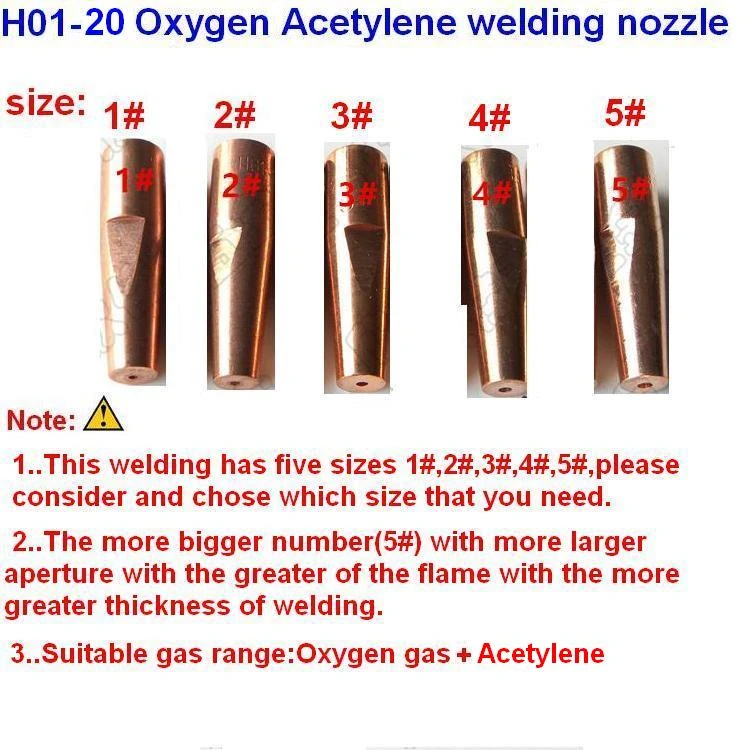 5pcs/lot H0120 Oxyacetylene Welding Nozzle/welding Tip Sizes Of 1 2