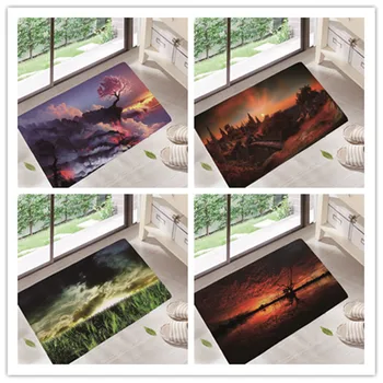 

Nordic Natural scenery Waterproof Anti-Slip Welcome Door Mat Sweet Letters Carpets Bedroom Rugs Decorative Stair Mats