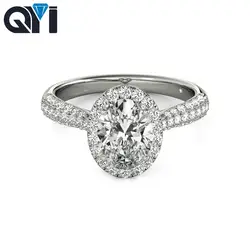 QYI кольцо из стерлингового серебра 925 1 карат овальным вырезом имитация обручальные кольца с брилиантами для Для женщин Обручение кольцо