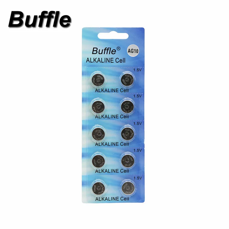 Buffle Watch Battery 10Pcs 1.5V AG10 LR54 LR1130 L1131 389 189 Alkaline  Batteries