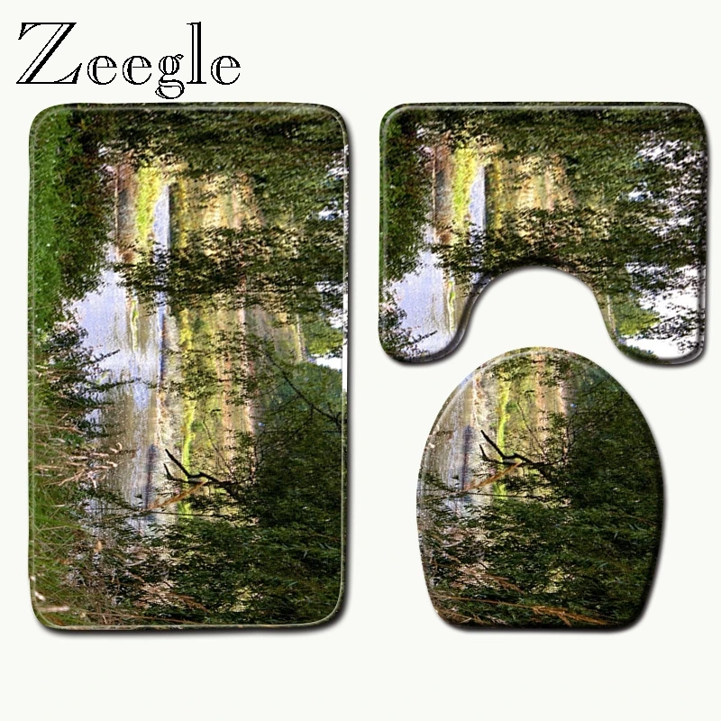 Zeegle коврик для ванной с 3D принтом унитаза впитывающие коврики душа напольные