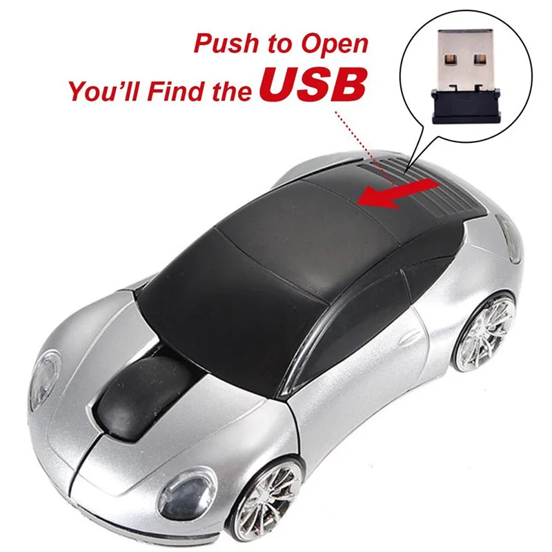 BinFul мини 2,4 ГГц 1600 dpi 10 м беспроводной автомобиль форма красочные USB светодиодный оптическая мышь Мыши для ПК ноутбук