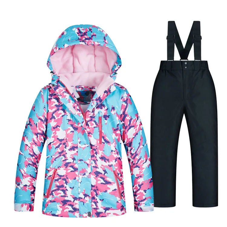 Водонепроницаемые Детские лыжные костюмы, супер теплые зимние уличные спортивные куртки, лыжный и сноубордический костюм, зимняя куртка для девочек, бренды - Цвет: NT04 And Black