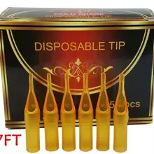 UPTATSUPPLY 7FT 50 шт/партия плоские Одноразовые желтые пластиковые наконечники со стерилизацией Ассорти пластиковые татуировки трубки для татуировок