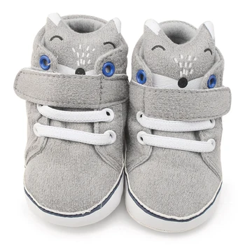 

Delebao Unique Newborn Baby Grey Fox Shoes First Walkers Newborn Hook & Loop Infant Toddler Shoes Wholesale