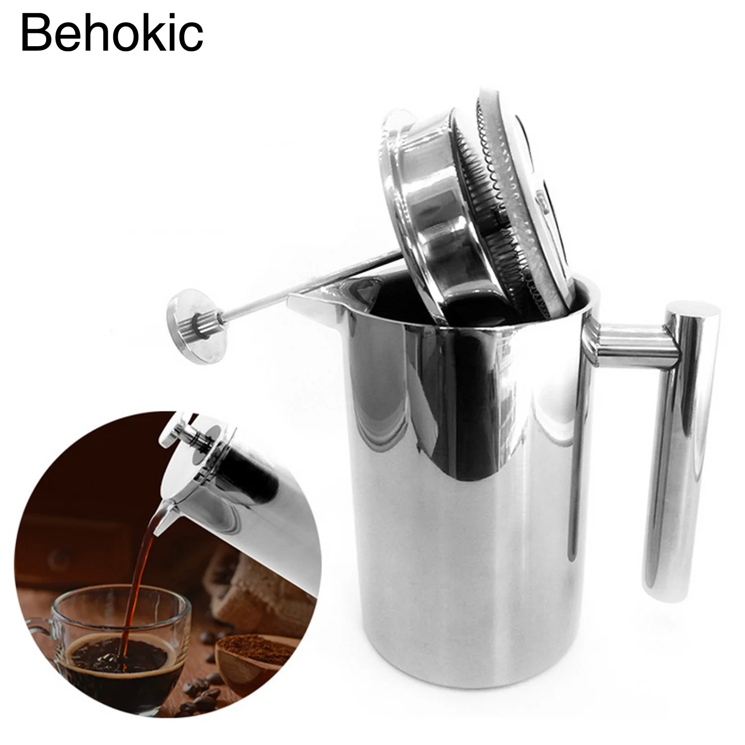 Buy Behogar 1000ml 34oz Double Wall Stainless Steel Insulated Coffee Teapot